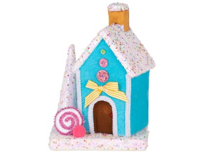 Dekorace MagicHome Vánoce Candy Line, domeček, modrý, 19x27 cm