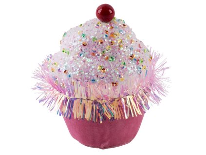 Dekorace MagicHome Vánoce Candy Line, mafin, růžový, závěsný, 7x7x11 cm