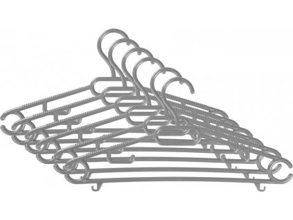 Věšák Strend Pro, na oblečení, plastový, černý / hnědý / šedý, bal. 6ks, 40x18,5 cm