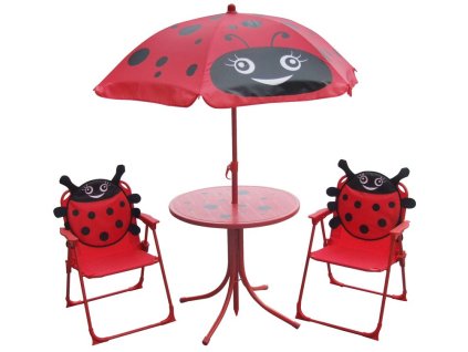 Set LEQ MELISENDA Mariquita, beruška, slunečník 105 cm, stůl 50 cm, 2 stoličky