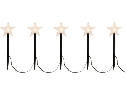 Řetěz MagicHome Vánoce 5 Star, LED, teplá bílá, jednoduché svícení, časovač, Hvězdy, 3xAA, IP44, exteriér, osvětlení