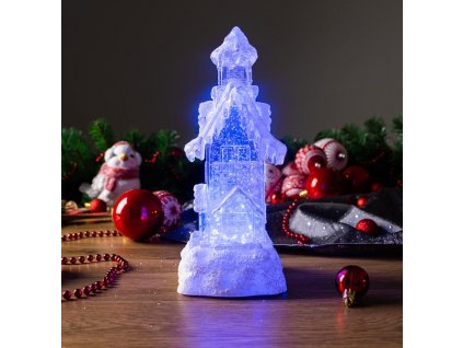 Dekorace MagicHome Vánoce, Domeček, LED, měnící barvy, s plovoucími tabletkami, PE, 2xAA, 950x950x2450 mm