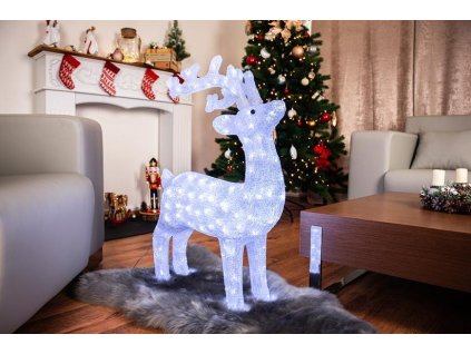 Dekorace MagicHome Vánoce, Jelen, sob, 160x LED studená bílá, akryl, IP44, exteriér, 52x24x74 cm