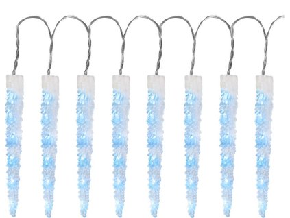 Řetěz MagicHome Vánoce Icicle, 65x LED ledově modrá, 8 funkcí, 230 V, 50 Hz, IP44, exteriér, osvětlení, L-2,70 m