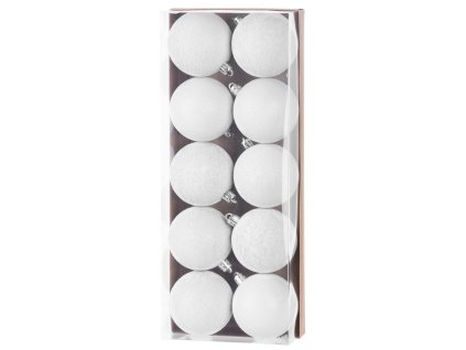 Koule MagicHome Vánoce, 10 ks, bílé, na vánoční stromeček, 6 cm