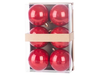 Koule MagicHome Vánoce, 6 ks, červené, na vánoční stromeček, 8 cm