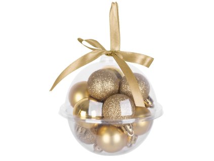 Koule MagicHome Vánoce, 12 ks, 3 cm, zlaté, na vánoční stromeček