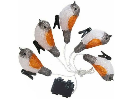 Řetěz MagicHome Vánoce A Bird, 25x LED, IP44, 3xAA, osvětlení, 5 ptáčků