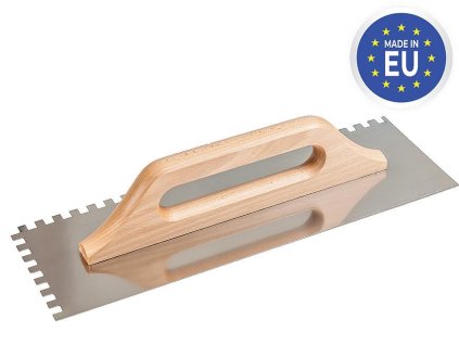 Hladítko Strend Pro Premium, HardWood, dřevěná rukojeť, 270x130 mm, e4 mm, 0,7 mm, rovné, nerez