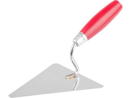 Lžíce zednická Strend Pro Premium, s dřevěnou rukojetí a kovovým ukončením, trojúhelník 180 mm, 1 mm, nerez