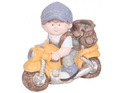 Dekorace MagicHome, Chlapeček na motorce, keramika, 38x20x36 cm