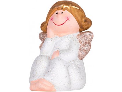 Postavička MagicHome Vánoce, Anděl sedící, polyresin, 6,7x6,2x11 cm