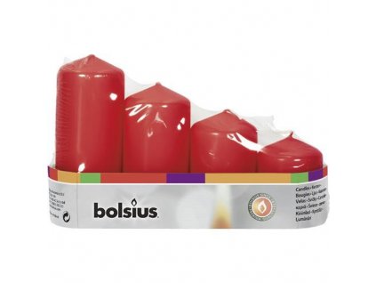 Svíčky bolsius Pillar Advent, Vánoční, červené, 48 mm 60/80/100/120 mm bal. 4 ks