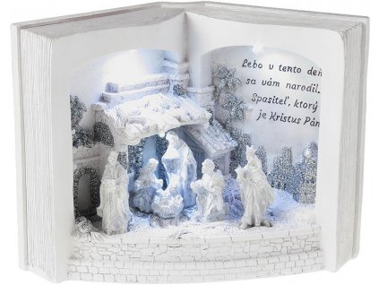 Dekorace MagicHome Vánoce, Betlém v knize, 3 LED, 3xAA, interiér, 27,50x12x19 cm