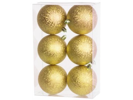 Koule MagicHome Vánoce, 6 ks, zlaté, na vánoční stromeček, 8 cm
