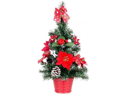 Stromek MagicHome Vánoce, ozdobený, červený, 41 cm