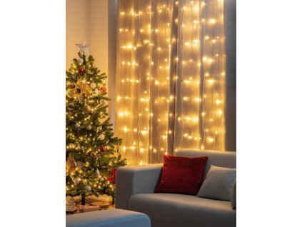 Řetěz MagicHome Vánoce Curtain, 160x LED teplá bílá, 230V, 50 Hz, 8 funkcí, časovač, osvětlení, L-1,5 x 2 m