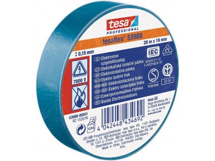 Páska tesa PRO tesaflex, elektroizolační, lepící, sPVC, 19 mm, modrá, L-20 m