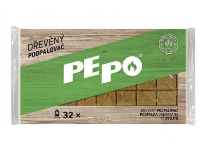 Podpalovač PE-PO dřevěný pevný, 32 ks, podpalovač na gril, kamna, krby, pece