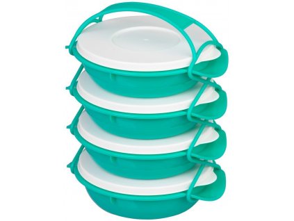 Jídlonosič MagicHome, okrouhlý, 4 dílny, barevný, 4x 1000 ml, 22,4x20,5x29,5 cm