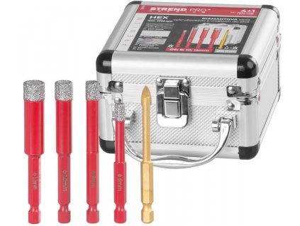 Sada vyřezávačů Strend Pro Premium, 6-8-10-12 mm, HEX, 6 mm vrták do skla diamant, korunky, professional