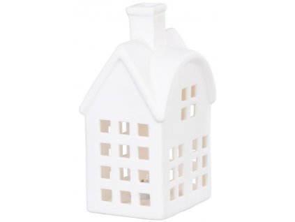 Dekorace MagicHome, Domeček, LED, bílý, porcelán, 8,7x7,3x15,3 cm