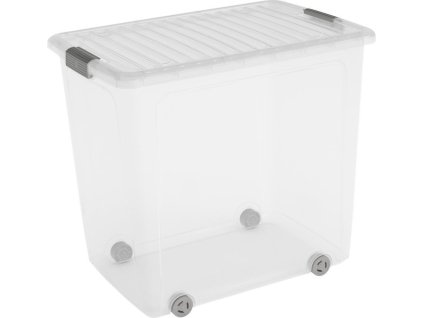 Box s víkem KIS W Box XL, 78 lit., průsvitný, 39x57x52 cm, úložný, s koly