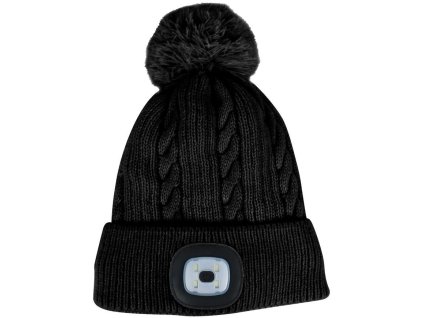 Čapka / Čepice Strend Pro Damon černá, L, 4x SMD LED, 60 lm, s bambulí, WINTER
