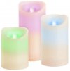Svíčky MagicHome Vánoce, sada 3 ks, LED, 3xAAA, pravý vosk, jednoduché svícení, časovač, pohyblivý plamen, 7,5x10 12,5 15 cm