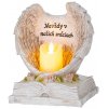 Dekorace MagicHome, Andělské křídla na knize se svíčkou, LED, polyresin, na hrob, 18x13,5x20 cm