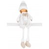 Postavička MagicHome Vánoce, Chlapeček v bílé čapce / čepici s dlouhými nohami, bílo-zlatý, látkový, 15x10x45 cm