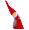 Postavička MagicHome Vánoce, Skřítek s pytlem, červený, látkový, 13x10x43 cm