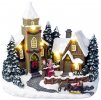 Dekorace MagicHome Vánoce, Vánoční domeček, 6 LED teplá bílá, s melodiemi, polyresin, 3xAA, interiér, 19,50x12,80x18 cm