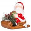 Dekorace MagicHome Vánoce, Santa na saních, LED, terakota, 12,6x8,5x11,5 cm