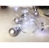 Řetěz MagicHome Vánoce Ball, 20x LED studená bílá, s koulemi a vločkami, stříbrná, 2xAA, jednoduché svícení, osvětlení, L-1,9 m