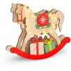 Dekorace MagicHome Vánoce, Dřevěný koník, 12x LED, 2xAAA, teplá bílá, 25x4x21 cm