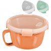 Dóza Curver 900 ml, s ouškem, otevíratelné víko, s rukojetí, mix barev mint / šedá / broskvová, hrneček 170x100 mm