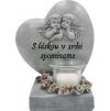 Dekorace MagicHome, Srdce s andílky, polyresin, na hrob, 15,5x12x17,5 cm