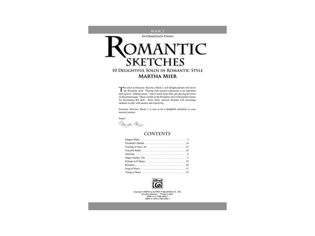 ROMANTIC SKETCHES 1 by Martha Mier piano eNotyeu
