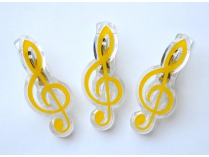 32089 klipsna na noty houslovy klic zluta