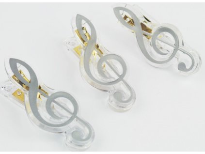 Klipsna na noty houslový klíč, stříbrná