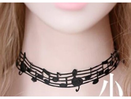 Krajkový náhrdelník MUSICA černý 2