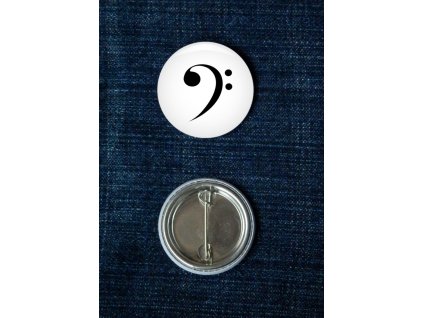 Placka 37mm (odznak) bílá BASOVÝ KLÍČ