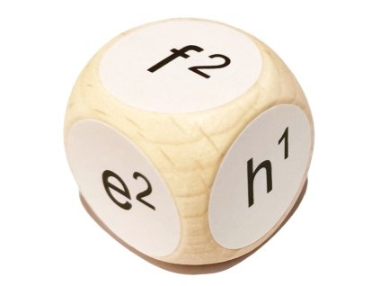 Dřevěná kostka s názvy not h1 g2