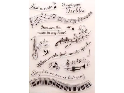 Razítko silikonové SAXOFON TRUBKA s hudební symboly