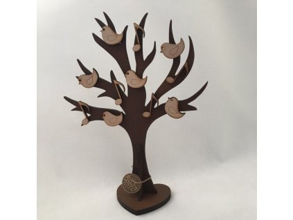 Strom života dřevěný 34 cm s notami tm.hnědý