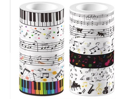 Sada dvanácti papírovách pásek s hudebními motivy