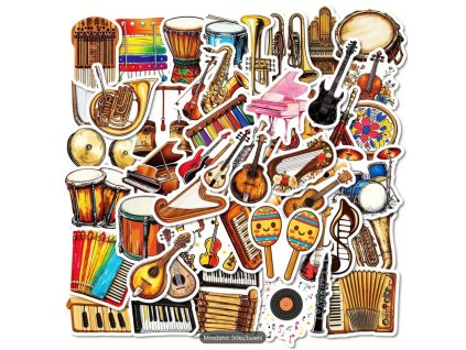 Hudební samolepky NÁSTROJE 50 ks