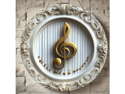 Hudebně tématický dřevěný dekor na zeď (1)