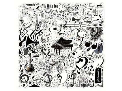 Vinilové samolepky s notami 50 ks (1)